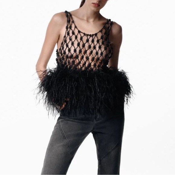 Santa Brands Black Feathered Tank Top - Picture 2 of 13